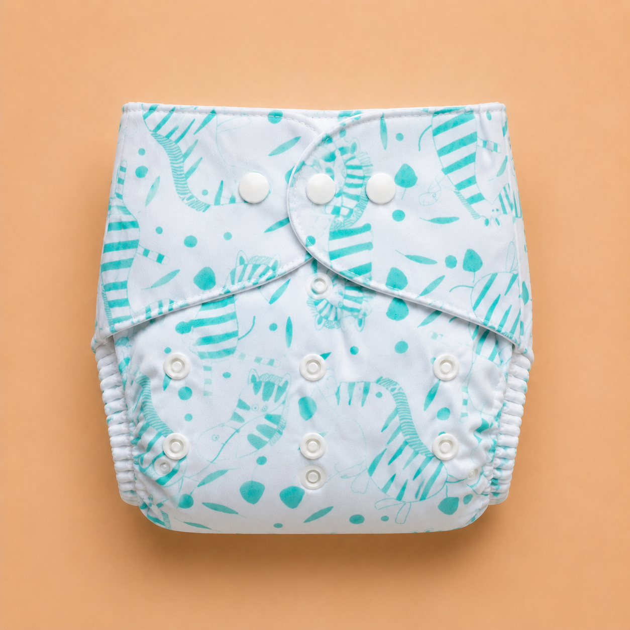 Reuseable Diaper - Printed - Aqua Safari
